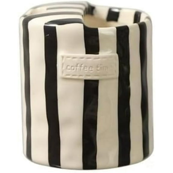 Retro Striped Hand-Painted Ceramic Mark Hand-Held Cup Heat-Resistant Non-Slip Double-Enjoy Cup for Milk Coffee Juice Latte Hot Cold Drinks Valentine's Day Mother's Day Christmas Gift Drinkware (Black