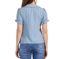 thumbnail image 3 of CAMISA DE PUNTOS DE POLKA PARA MUJERES INSPIRE CHIC CON MANGAS CORTAS Y PUFF, BLUSA VINTAGE CON BOTONES Y COLLAR PETER PAN, TALLA L GRIS AZUL, 3 of 6