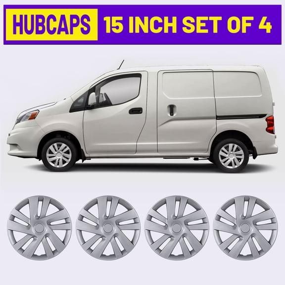 4 Pack 15" Wheel Cover Hubcap Fit for Nissan NV200 2013 2014 2015 2016 2017 2018 2019 2020 2021,Snap-on Installation,Lacquer