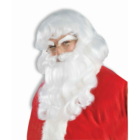 Adult Mens Santa Claus White Beard and Wig Christmas Costume Accessory Hair