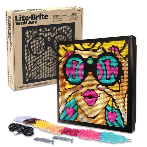 Pantalla Pop Wow de Lite Brite para pared, 16 x 16 pulgadas, con 6000 minipinzas LITE BRITE NA