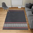 thumbnail image 2 of Abstract Turkish Area Rug, Simplistic Classic Greek Inspired Pattern in Monochrome Design, Soft Carpet for Living Room Decor with Distressed Look, 4' X 5.7', Black Coral and White, by Ambesonne, 2 of 4