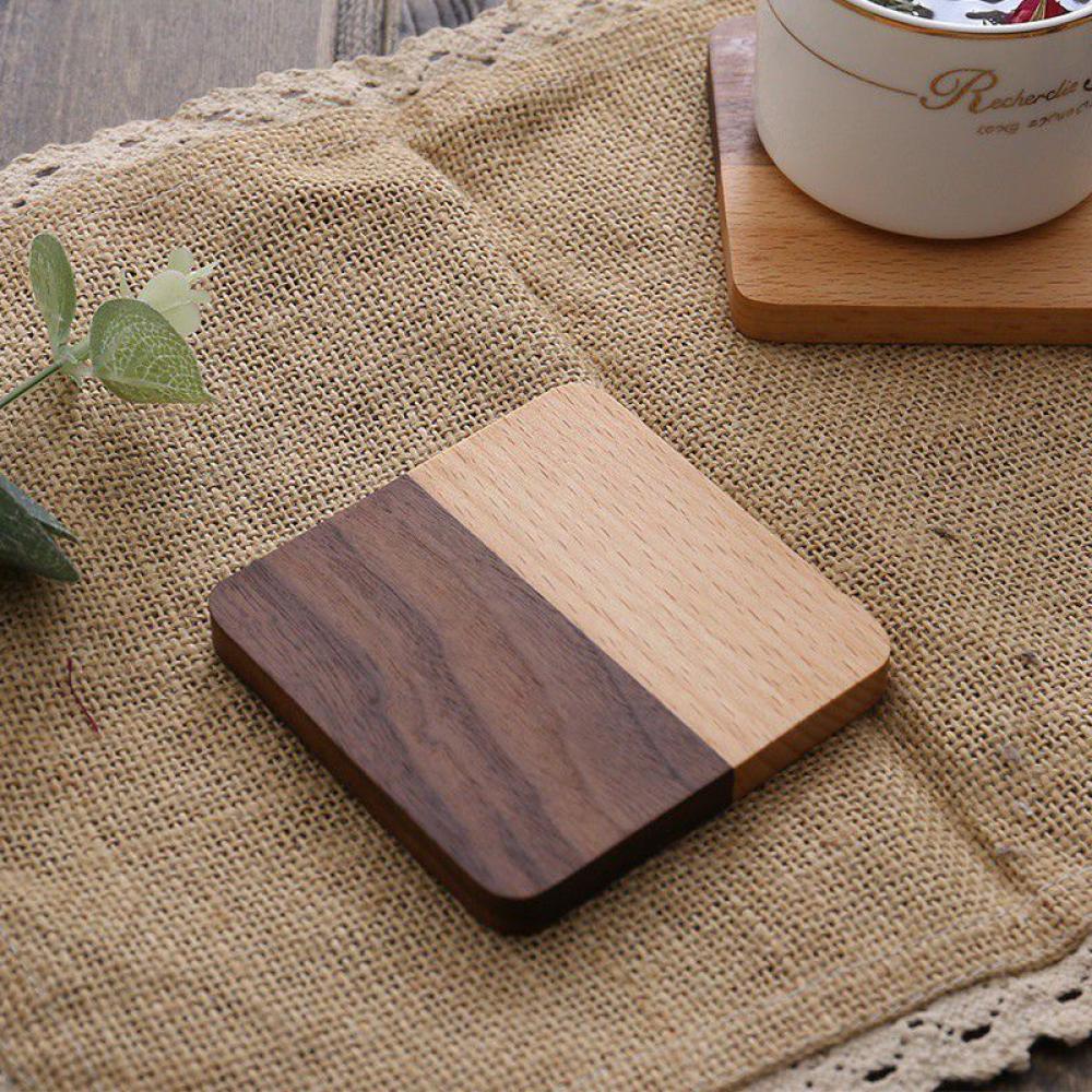 Crowdstage Square Wooden Drink Coasters Tea Coffee Cup Pads Placemats Decor Durable Heat Resistant Drink Mat Coaster (plate) - image 4 of 10