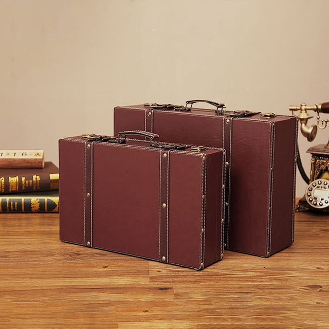 Toddmomy 1Pcs Vintage Suitcase Rectangular Brown Density Board Wear-resistant Anti-rust Home Use