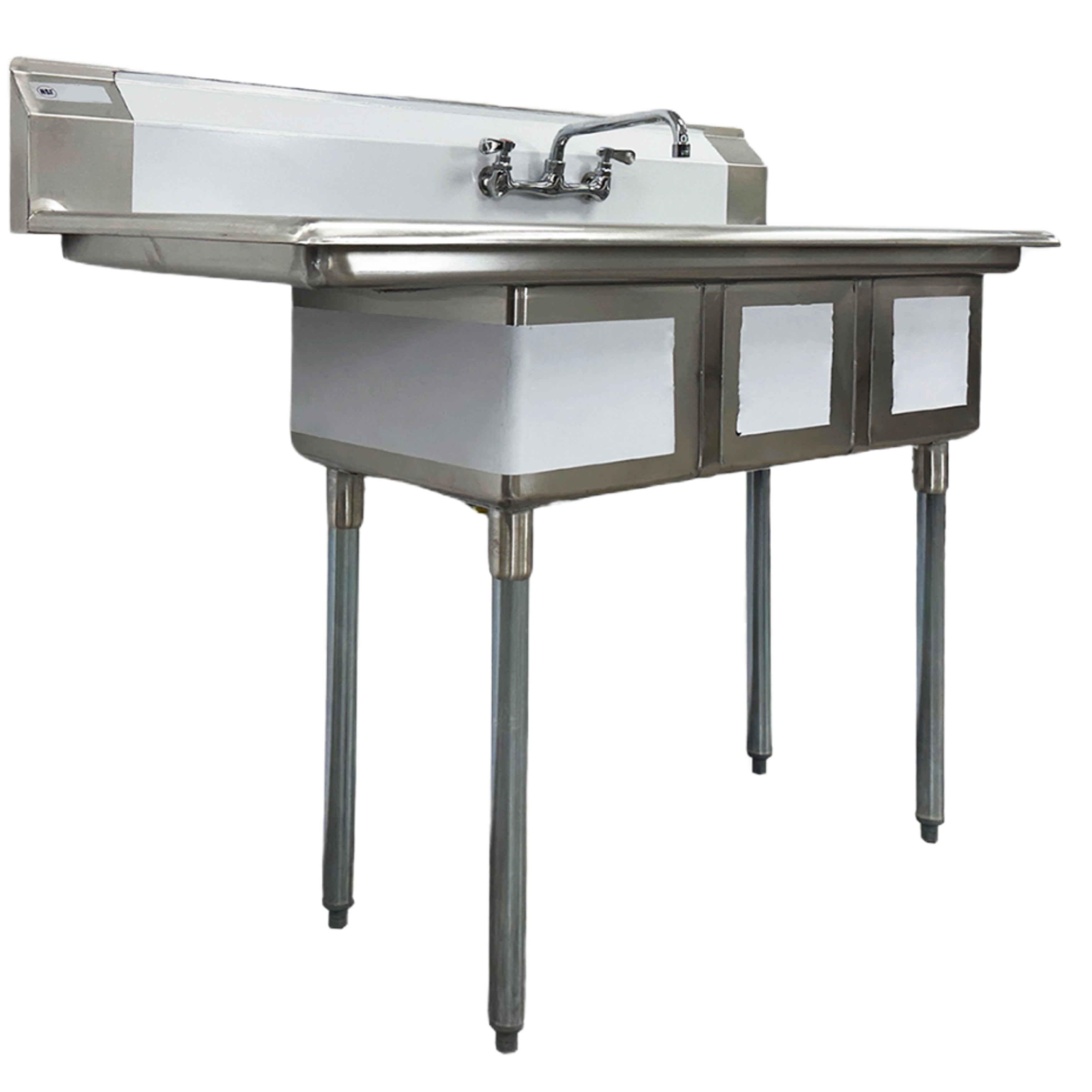 3 Compartment Utility Sink with Faucet, NSF Commercial Sink with Left Drainboard Sink, Restaurant Utility Kitchen Sink Triple Compartment Stainless Steel