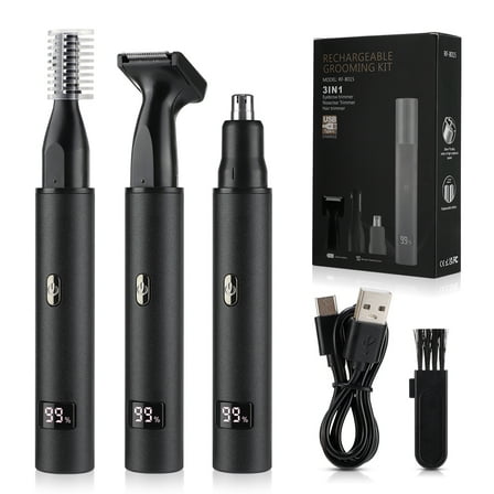 Men’s 3-in-1 Multifunctional Grooming Tool, Rechargeable Hair Clipper for Beard & Body Grooming, Gentle Nose Hair Trimmer, Portable Cordless Style with LED Battery Indicator, Wet or Dry Usable