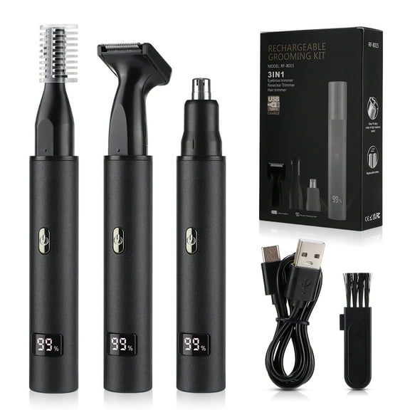 Men’s 3-in-1 Multifunctional Grooming Tool, Rechargeable Hair Clipper for Beard & Body Grooming, Gentle Nose Hair Trimmer, Portable Cordless Style with LED Battery Indicator, Wet or Dry Usable