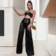 thumbnail image 2 of Women's High-End Solid Color Wide-Leg Pants with Sequins, 2 of 5