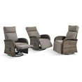 thumbnail image 4 of OPOHORO 59" Outdoor Wicker Swivel Chaise Lounge Set of 3 with Adjustable Backrest and Cushion, Gray Patio Recliner for Poolside or Backyard, 4 of 11