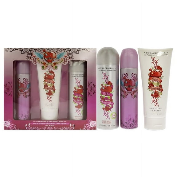 Cuba Cuba Heartbreaker , 3 Pc Gift Set 3.3oz EDP Spray, 6.7oz Body Spray, 6.6oz Body Lotion