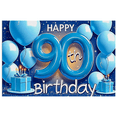 thumbnail image 7 of Blue Theme Happy 90th Birthday Banner Elegant Design for Birthday Celebration Party Decor Indoor Event, 7 of 7