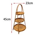 thumbnail image 5 of jicheng Bamboo Woven Fruit Basket Decor Food Storage Basket for Kitchen Table Picnic Brown 3 Layer, 5 of 5