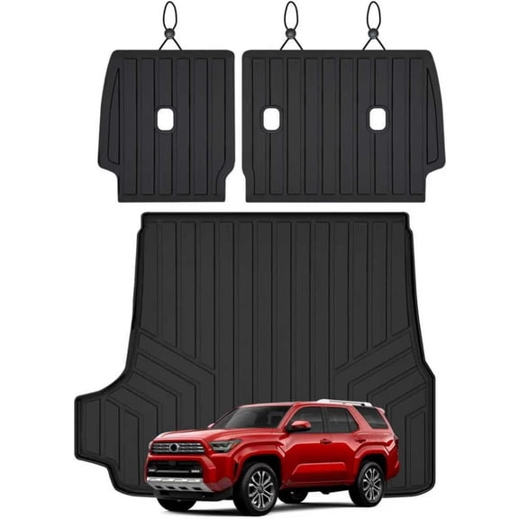 Trunk Mat for 2025 Toyota 4Runner Gas（Non Hybrid EV & i-Force MAX） 5-Seater All Weather Protection TPE Rubber Trunk Liner - Velcro Backrest Protector for Cargo Liners Accessoriess Odorless Anti-Slip