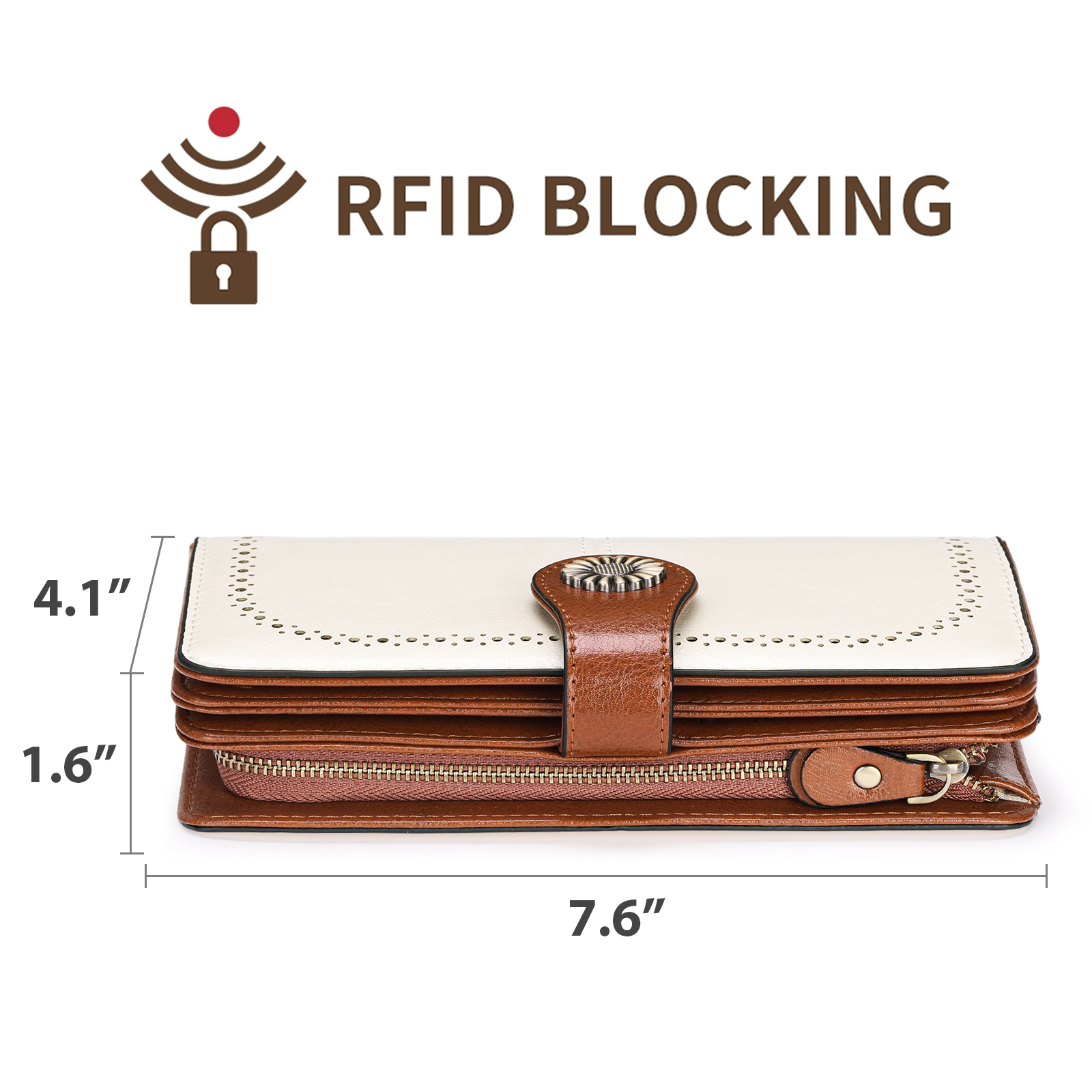 Sendefn Women's Genuine Leather Wristlet Wallet with RFID Blocking photo 5
