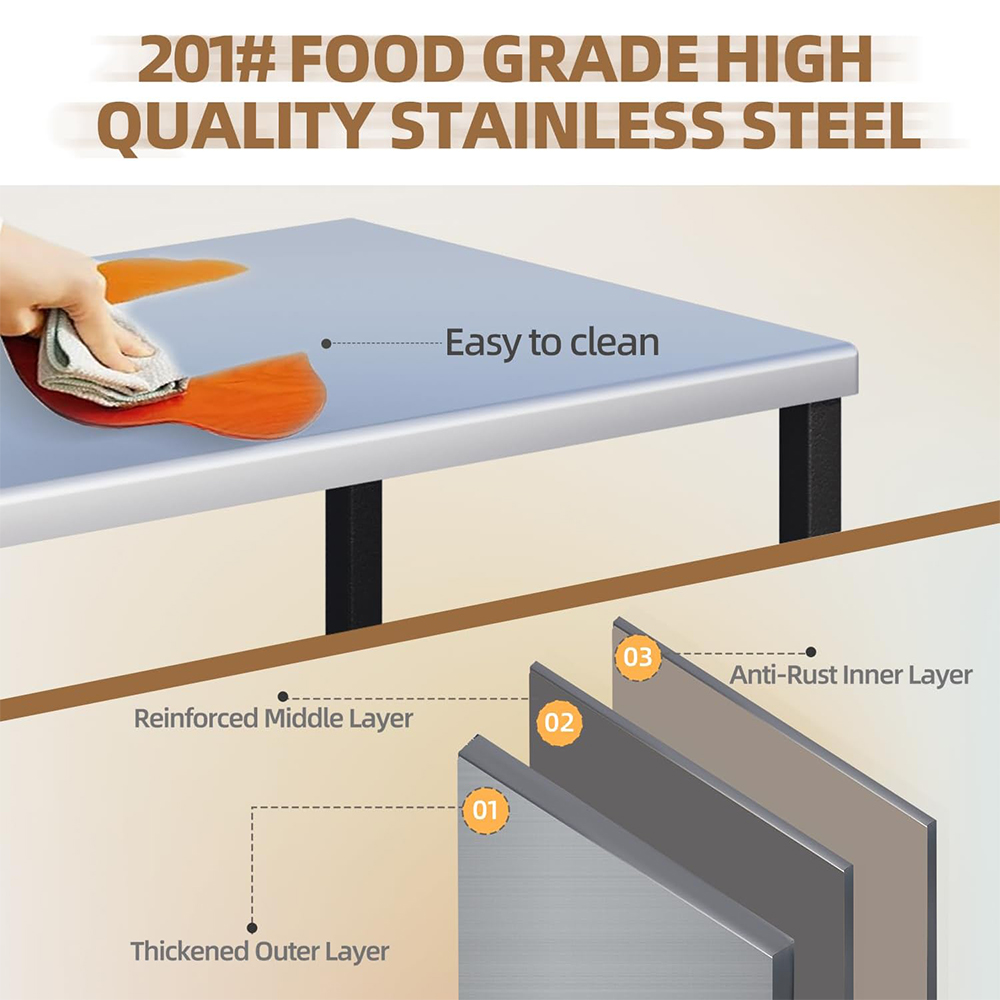 Three-layer foldable stainless steel cart with wheels, portable kitchen island suitable for apartment, studio, and backyard cooking, black