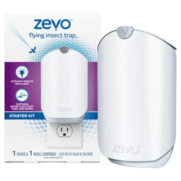 ZEVO Indoor Flying Insect Trap for Fruit Flies, Gnats, and House Flies (1 Plug-in Base   1 Refill Cartridge)
