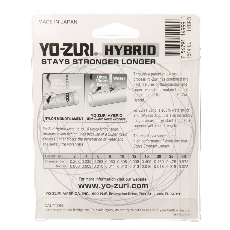 Yo-Zuri Hybrid Clear Line 6lb, 275yd, Flurocarbon/Nylon Hybrid 