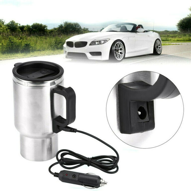 400ml Vacuum Insulated Stainless Steel Travel Mug Car Cup with Charger Car  Boiling Mug Electric Kettle Boiling Vehicle Thermos with DC12V Heating Cup