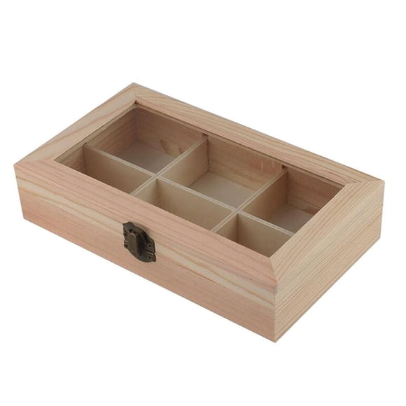 Vitrina de madera con 6 compartimentos para guardar té y café