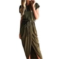 thumbnail image 4 of Seyurigaoka Women Dress with Waistband Short Sleeve Irregular Hem One-piece, 4 of 9