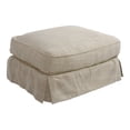 thumbnail image 1 of Sunset Trading Americana Box Cushion Fabric Slipcovered Ottoman Linen Tan Gray, 1 of 3