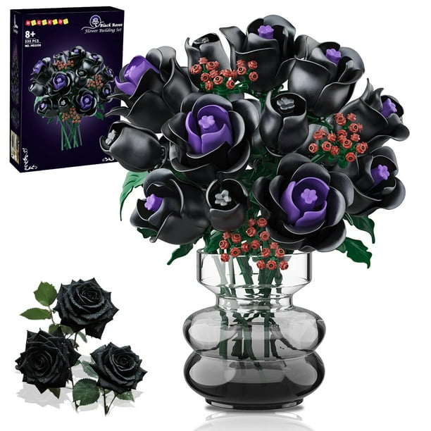 Set de construcción HOGOKIDS, ramo de flores con 15 rosas negras, 330 unidades