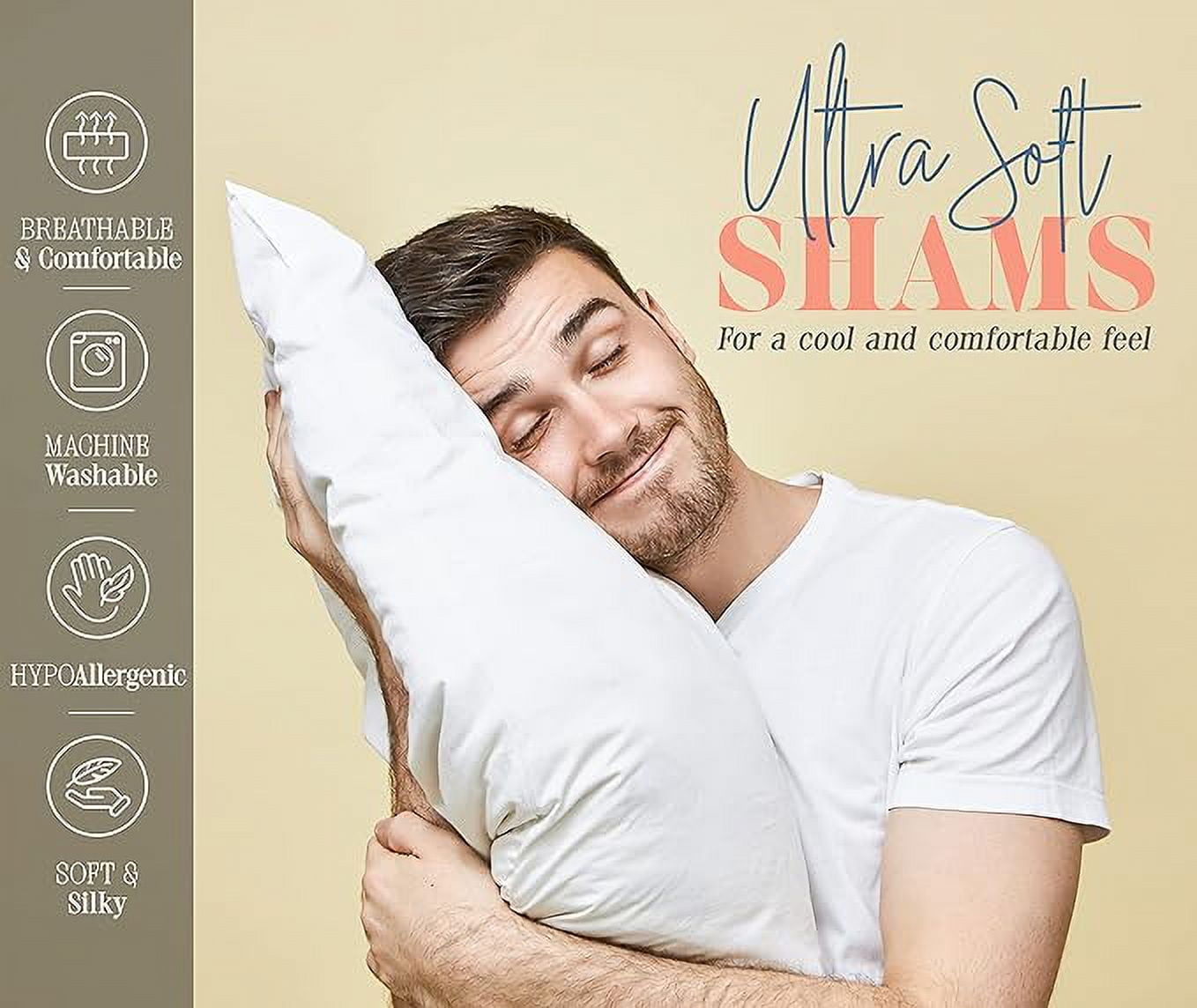 2-Pack Sham Set, 1500 Series, Stylish Design-Easy Care, Wrinkle Resistant, Pleated Standard/Queen White