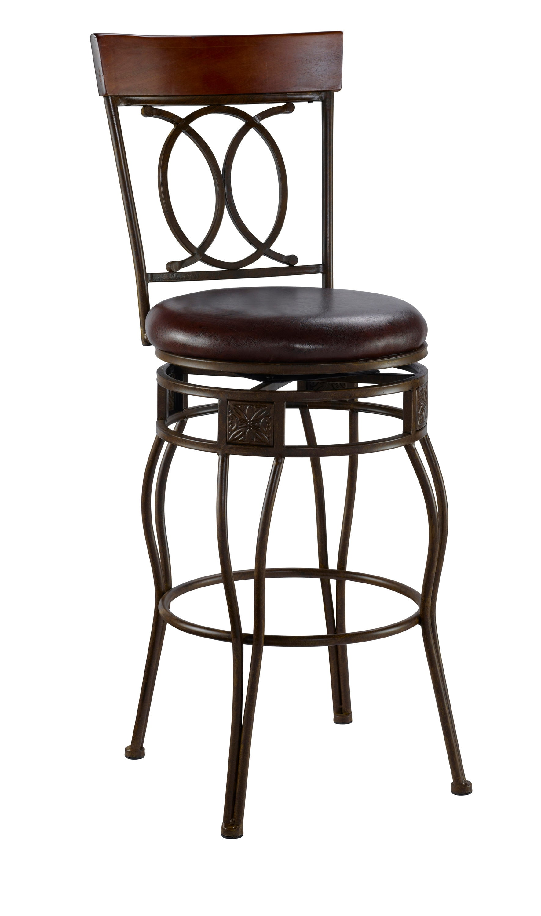 O and x Back Bar Stool Matte Bronze 30in H Bar height Upholstered