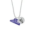 thumbnail image 2 of Delight Jewelry Acrylic 1.25" Navy Cheer Megaphone Silvertone Script Initial Disc - G - Charm Necklace, 20"+3", 2 of 4