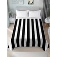 thumbnail image 2 of Full Size Flat Sheet Only, Black Striped Soft Brushed Microfiber Bed Sheets, Modern Farmhouse Black and White Stripes Hotel Quality Breathable Bedding Top Sheet, Easy Care, 81"x96", 2 of 9