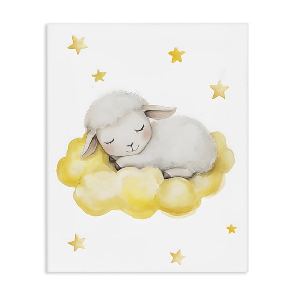 Stupell Industries Eclectic Sleeping Sheep on Yellow Cloud Canvas Art, 16 x 20, by LSR Design Studio