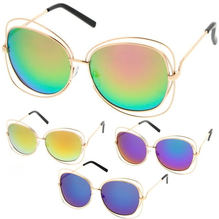 MLC Eyewear Hipster Fashion Double Butterfly Wire Flash Lens Women Sunglasses Model S60W3192