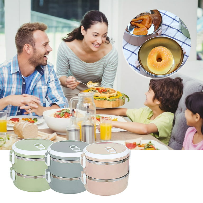 Vikakiooze Sizzling savings 1400ml 2 Layer Round Food Lunch Box Stainless  Steel Lunch Box Lunch Box Food Storage Box Children's Lunch Box Hot Food 