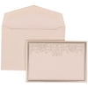 JAM Paper Wedding Invitation Set - Small - 3 3/8" x 4 3/4"- White Card with White Envelope Silver Heart Jewel - 100/pack