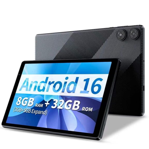 Android 16 Tablet 10.1 inch Tablet,8GB RAM 32GB ROM,WiFi 6,6000mAh Battery,1280 * 800 IPS Touch Screen,Metal Body,GMS Certified,Gray