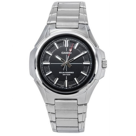 Casio Standard Analog Stainless Steel Black Dial Solar Powered MTP-RS100D-1A Men's Watch