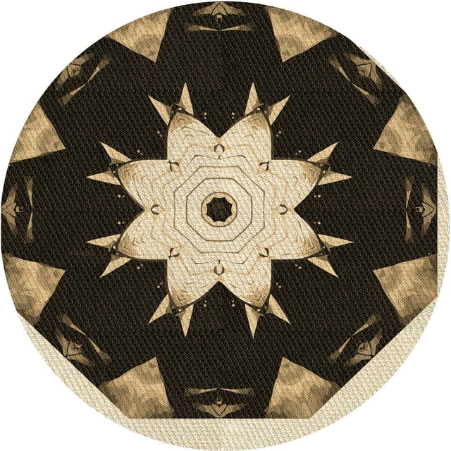 Ahgly Company Tapis Rond Lavable en Machine Intérieur Transitionnel Gris Minuit, 4 Pieds Rond