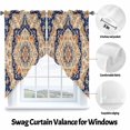 thumbnail image 3 of Vintage Floral Swag Valances for Windows 2 Pack Navy Orange Classical Bohemian Style Swag Kitchen Curtains 36 Inches Long Rod Pocket Short Window Treatment for Kitchen Bathroom 28"x36", 3 of 8