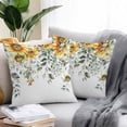 thumbnail image 2 of Throw Pillow Covers 26x26 Inch Set of 2, Sunflowers Waterproof Outdoor Pillow Covers, Eucalyptus Leaves Spring Floral Summer Botancial Decorative Cushion Pillowcases for Couch, Sofa, Bed, Patio, 2 of 9