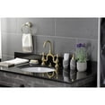 thumbnail image 2 of Kingston Brass KS7997TX French Country Brushed Brass Bridge Bathroom Faucet with Matching Pop-up, 2 of 7