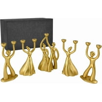 Zion Judaica Modern Dancers Menorah for Hanukkah Gold Artistic Dancing Figures Ally Zinc Chanukah Candelabra 5 Individual Sculptures Hanukkiah Modern Art Jewish Gift for Chanukah