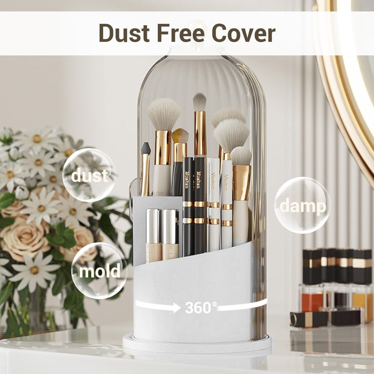 Qaoliffa 360-Degree Rotating Organizer - Makeup Brush Holder, Toothbrush Caddy, Pen Stand For Vanity & Bathroom