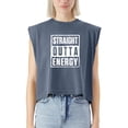 thumbnail image 2 of EcoLoom Straight Outta Energy Cap Sleeve Muscle Crop Shirt Women Sleeveless Baby Tee, 2 of 5