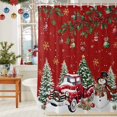 thumbnail image 6 of Red Christmas Shower Curtains for Bathroom, Xmas Snowman Truck Snowflake Tree Balls Waterproof Fabric Shower Curtain for Bathroom Bathtub Decoration, Machine Washable, 54x"78", 6 of 9