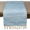 thumbnail image 2 of Fennco Styles Amalfi Collection Rustic Tasseled Chindi 100% Pure Cotton 16 x 72 Inch Table Runner – Aqua Table Runner for Banquets, Dinner Parties, Special Events and Home Décor, 2 of 5
