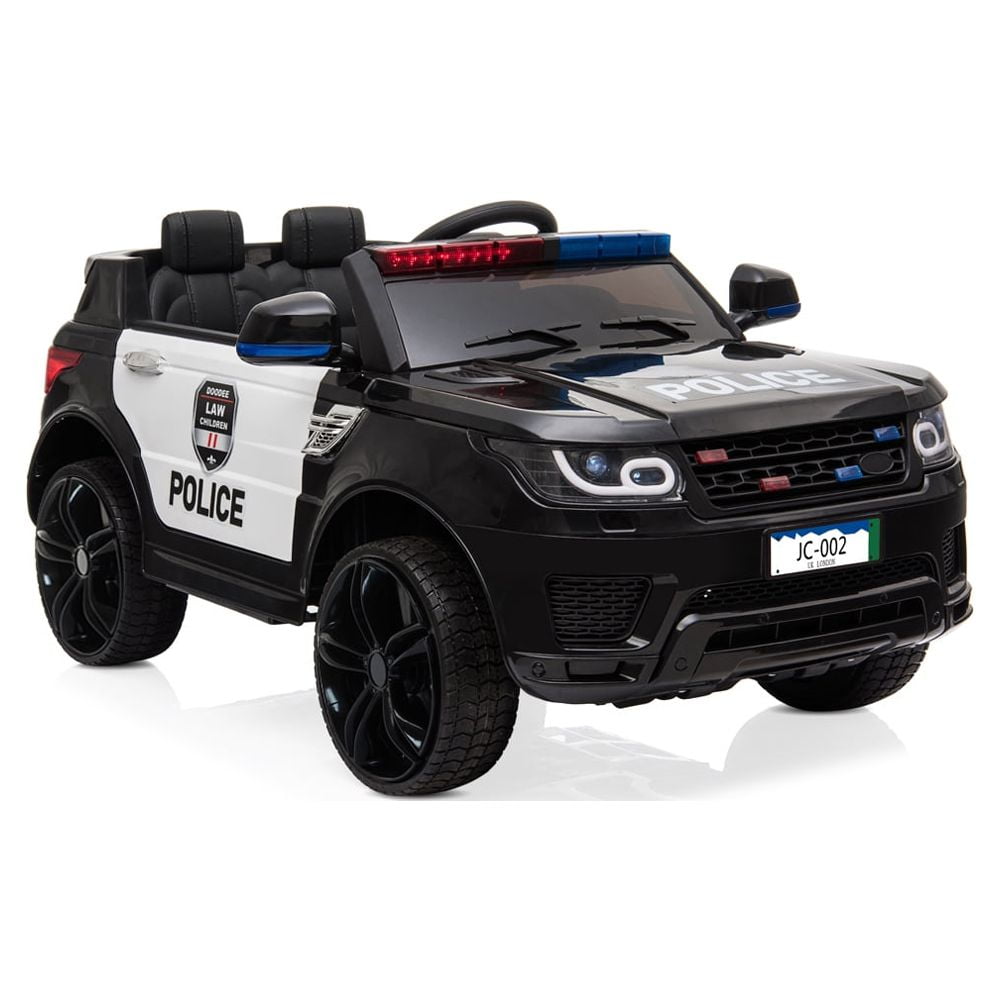 Zimtown Kids Ride On Car Police Electric Car Double Drive 12V Battery Motorized Vehicles Children's Toy Car Safe w/ Remote Control, 3 Speeds, Music, Seat Belts, LED Lights