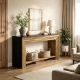 thumbnail image 5 of Long Console Table with Wood Top and Black Metal Legs, Narrow Sofa Table Entryway Table for Living Room Hallway, Industrial Style Furniture, 5 of 6