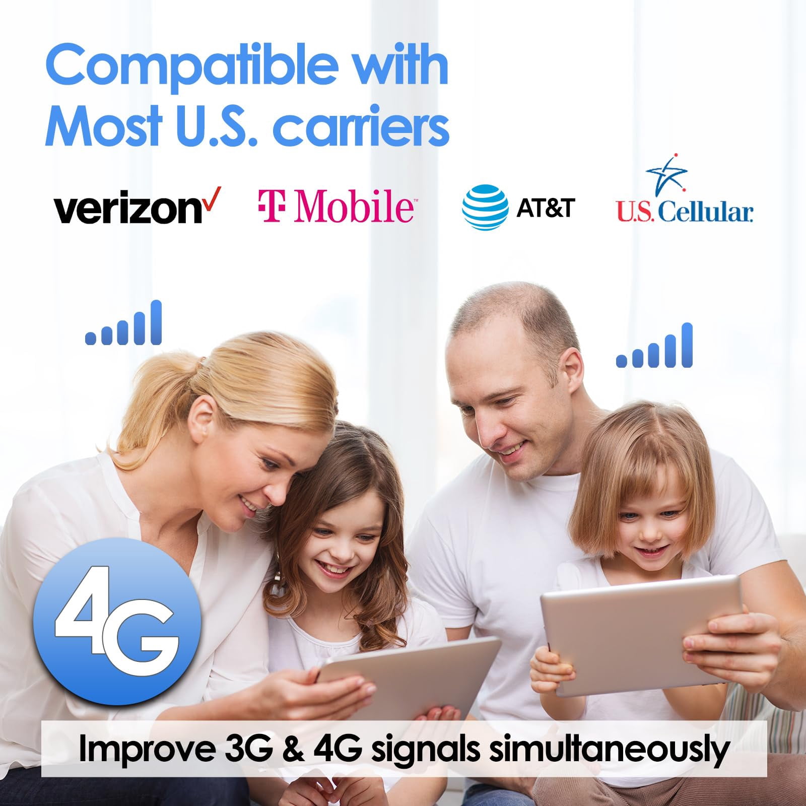 Cell Phone Signal Booster for Home Band 12/17,13,5 Cell Phone Booster for Verizon AT&T T-Mobile All U.S. Carriers 5G 4G LTE 3G Data Cell Signal Booster Extender Repeaters up to 3500 sq.ft FCC Approve