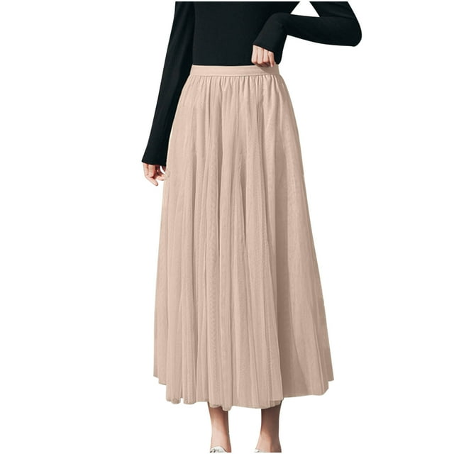 Faldas Para Mujer Moda Falda Sólida Correa Faldas Florales Para Mujer Falda Plisada de Cintura Alta de Malla Odeerbi ODB137325