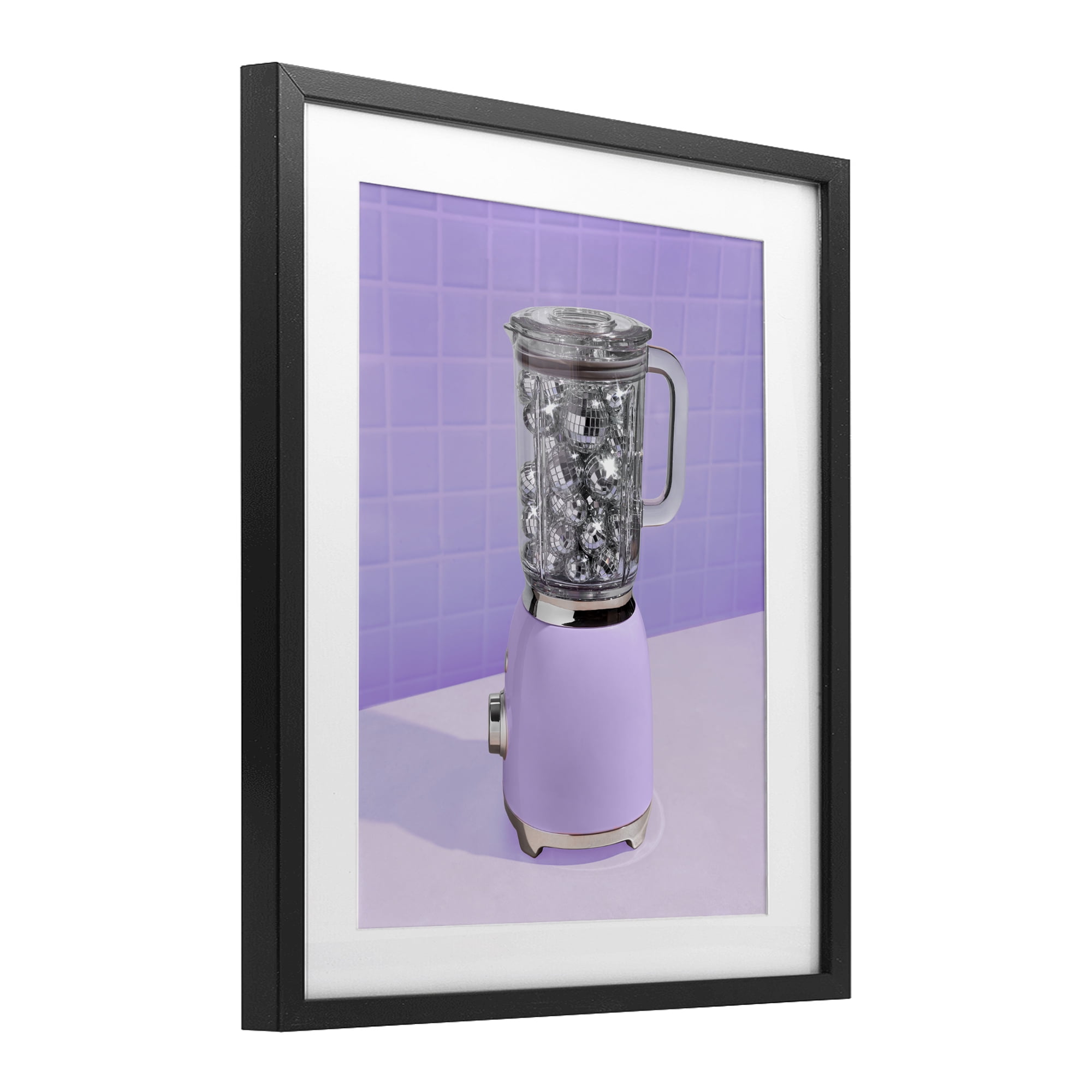 Stupell Industries Disco Drink Blender over Purple Black Framed Print Under Glass, design by LISH Creative